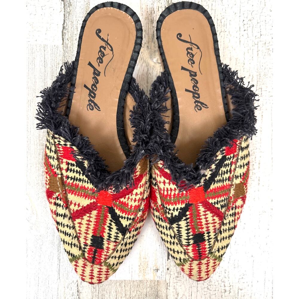 Free People New Port Fringe Slide Mules Womens EU 36 US 5.5 Multicolor Boho - Picture 1 of 8